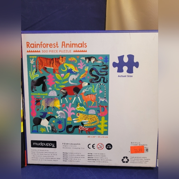 Lot Of 2 Jigsaw Puzzles 500 PC Rainforest (Mudpuppy) & African Animals (Buffalo) - Picture 6 of 11